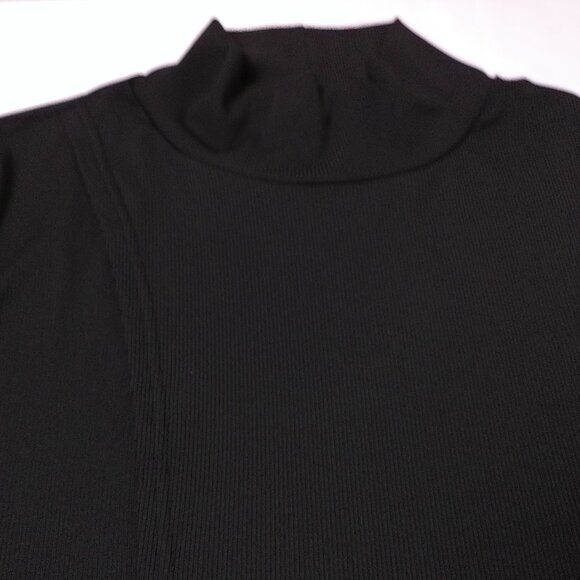Mock Turtleneck Black 2XL ribbed knit top long sleeve pullover slim fit - Picture 3 of 5
